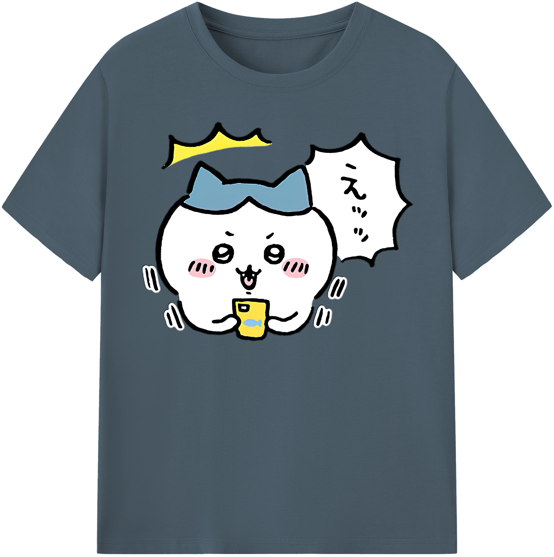 （画像用） ちいかわ ハチワレ Chii-kawa hachiware 綿100％半袖Tシャツ（フロントプリント）